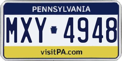 PA license plate MXY4948