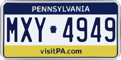 PA license plate MXY4949