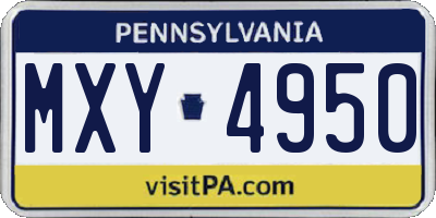 PA license plate MXY4950
