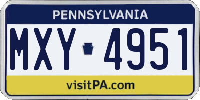 PA license plate MXY4951