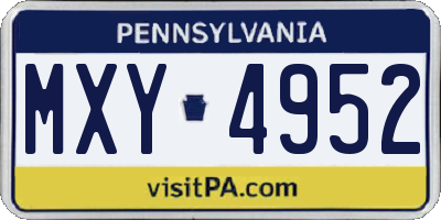 PA license plate MXY4952