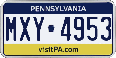 PA license plate MXY4953