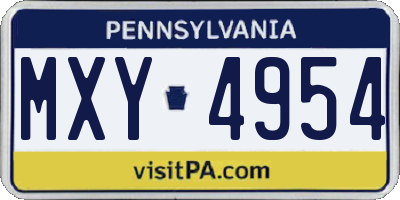 PA license plate MXY4954
