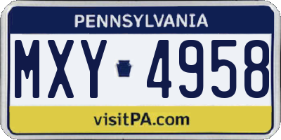 PA license plate MXY4958