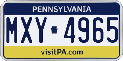 PA license plate MXY4965