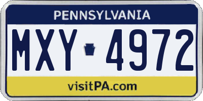 PA license plate MXY4972