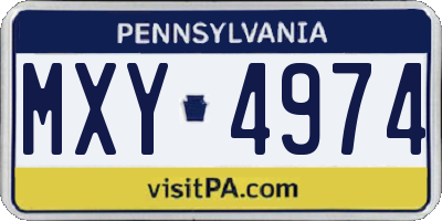 PA license plate MXY4974