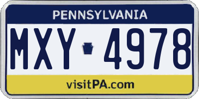 PA license plate MXY4978