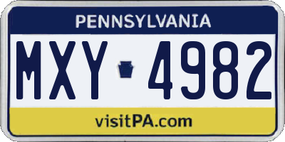 PA license plate MXY4982