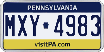 PA license plate MXY4983