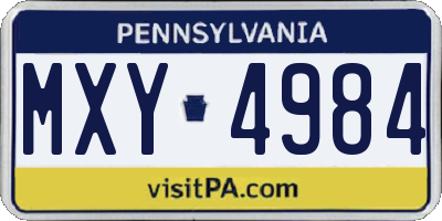 PA license plate MXY4984