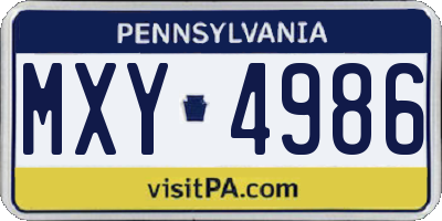 PA license plate MXY4986