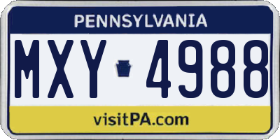 PA license plate MXY4988