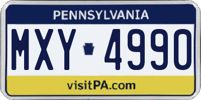 PA license plate MXY4990