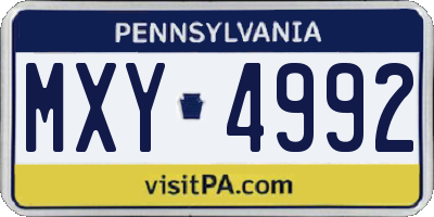 PA license plate MXY4992