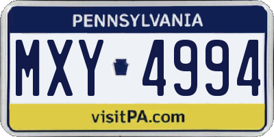 PA license plate MXY4994