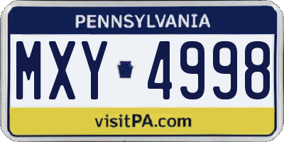PA license plate MXY4998