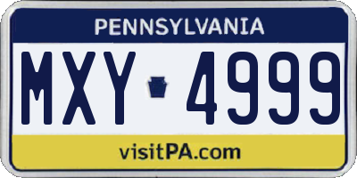 PA license plate MXY4999