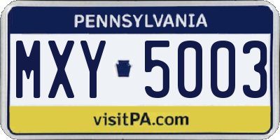 PA license plate MXY5003