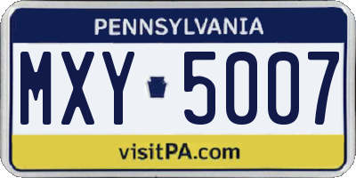 PA license plate MXY5007