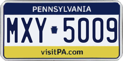 PA license plate MXY5009