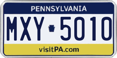 PA license plate MXY5010