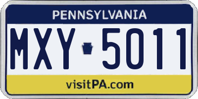 PA license plate MXY5011