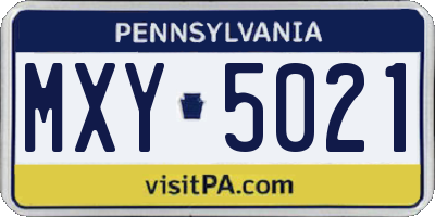 PA license plate MXY5021