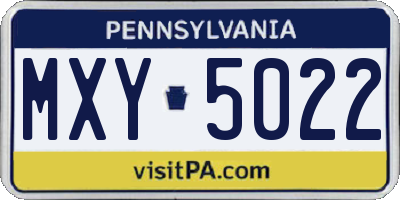 PA license plate MXY5022