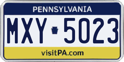 PA license plate MXY5023