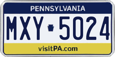 PA license plate MXY5024