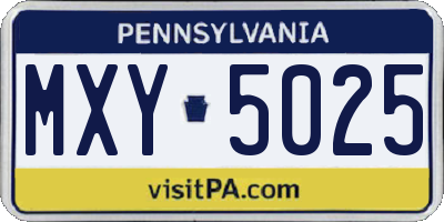 PA license plate MXY5025