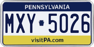 PA license plate MXY5026
