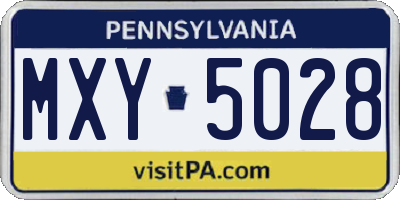 PA license plate MXY5028