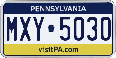 PA license plate MXY5030