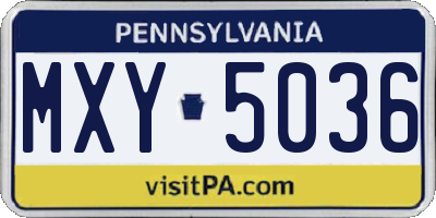 PA license plate MXY5036