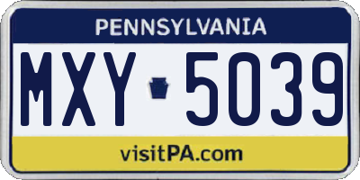 PA license plate MXY5039