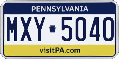 PA license plate MXY5040