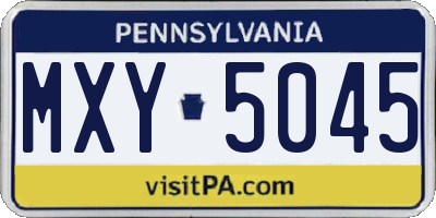 PA license plate MXY5045