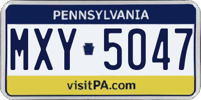 PA license plate MXY5047