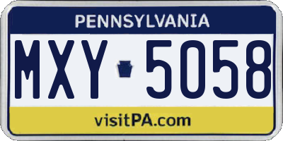 PA license plate MXY5058