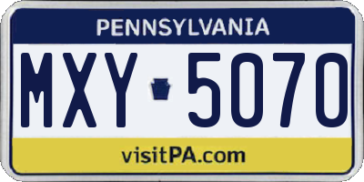 PA license plate MXY5070