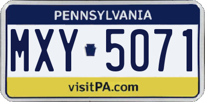 PA license plate MXY5071