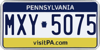 PA license plate MXY5075