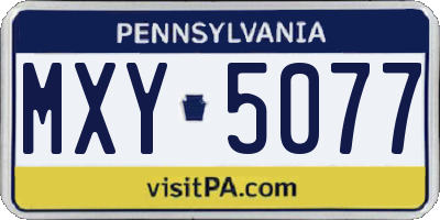 PA license plate MXY5077