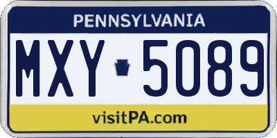 PA license plate MXY5089