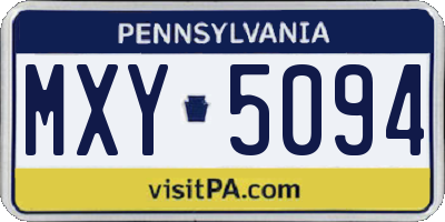PA license plate MXY5094