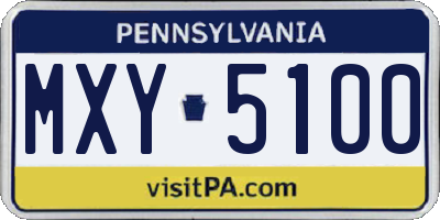 PA license plate MXY5100