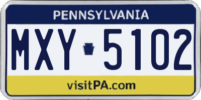 PA license plate MXY5102