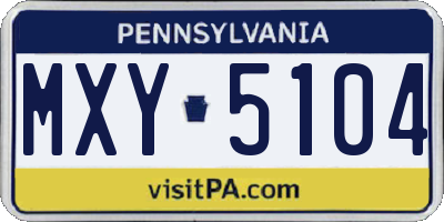 PA license plate MXY5104